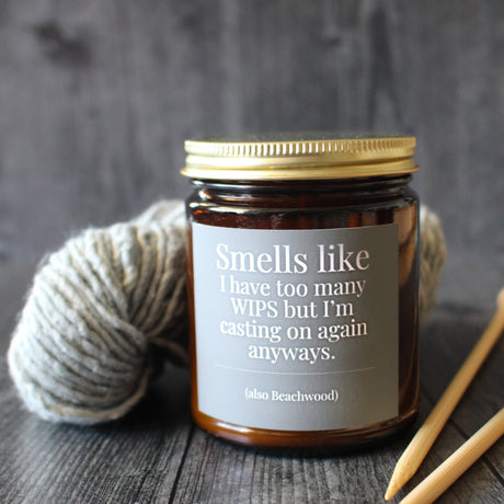 Coconut and soy wax candles for knitters by NNK Press