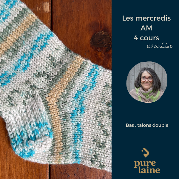 Cours de tricot Bas talon rangs raccourcis Pure Laine