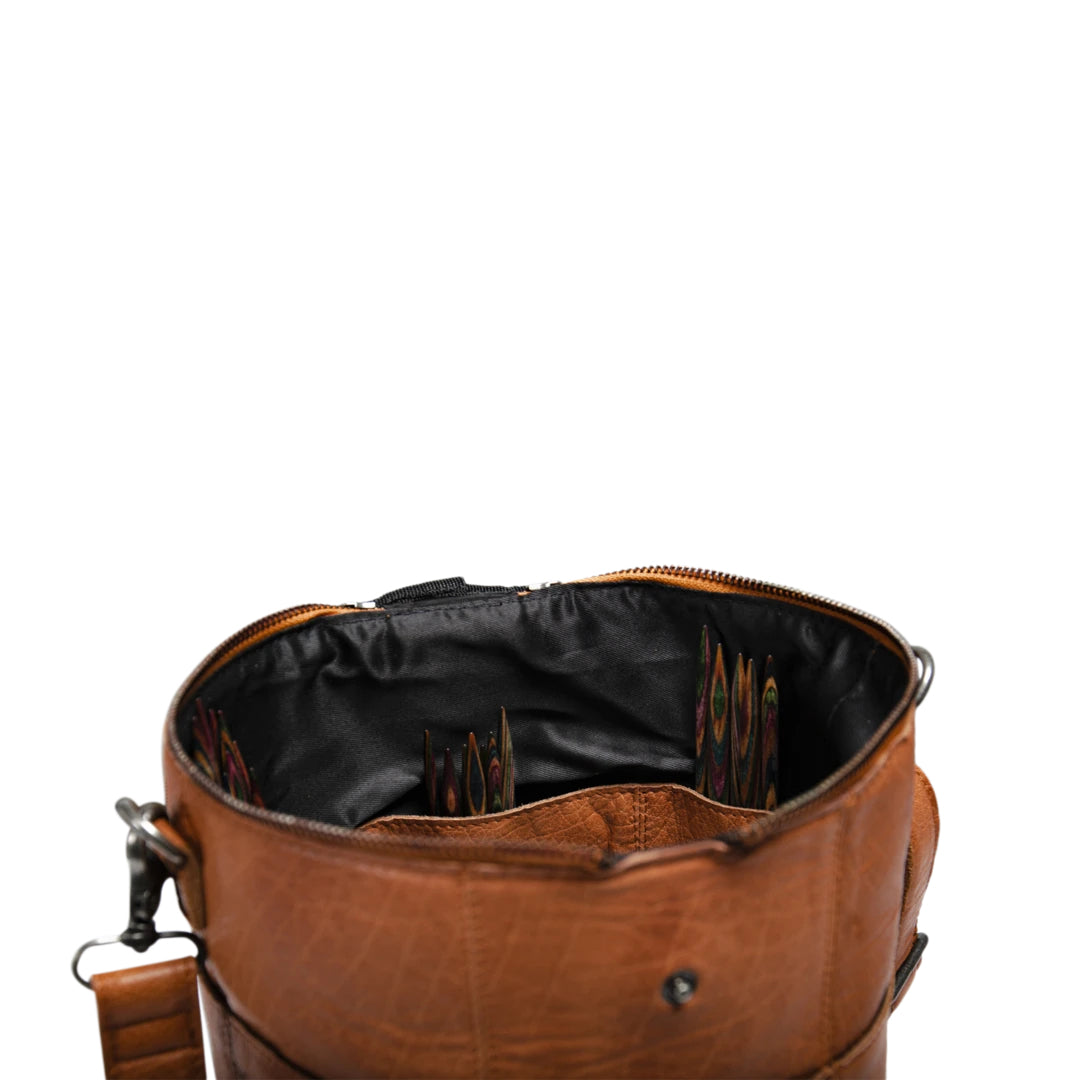Sac en cuir pour projets de tricots Saturn XL par MUUD | Pure