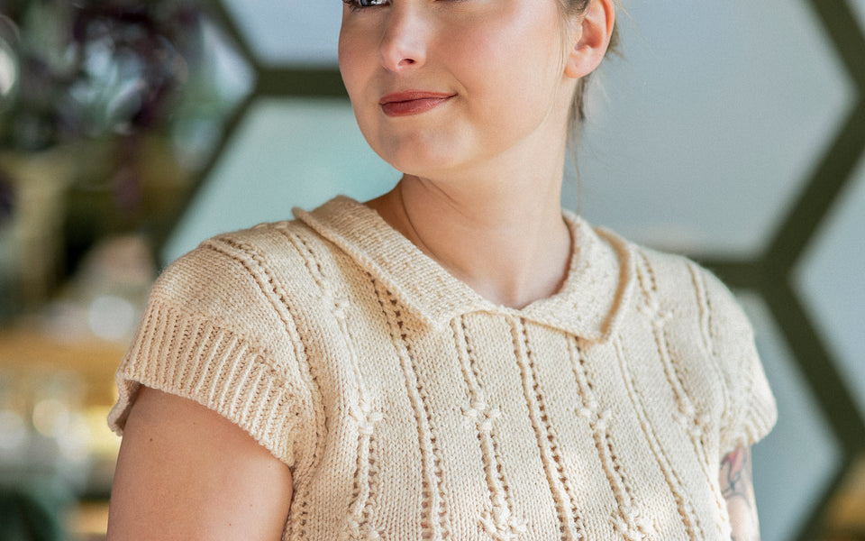 Kit de tricot - Chandail Teatime vest par Tricot Meringue