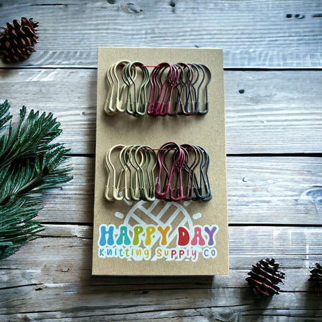Bulb-shaped stitch markers in earth tones by Happy Day Knitting