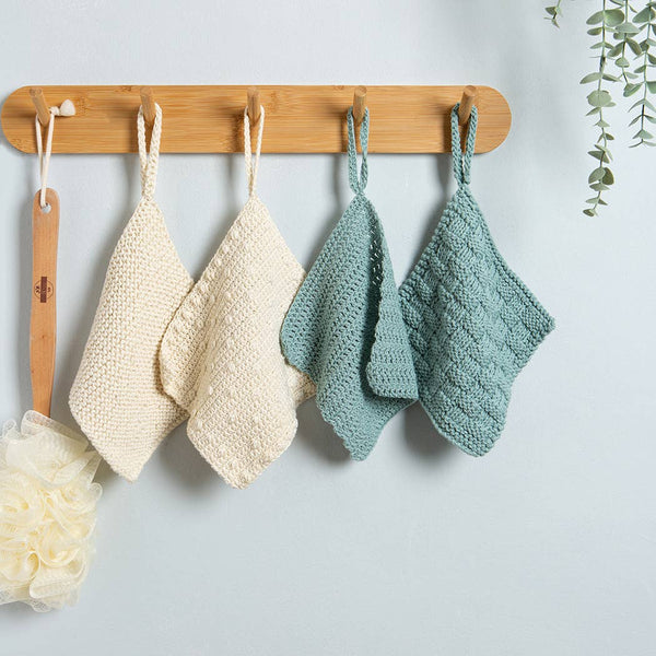 Kit de tricot débutant pour gant de toilette et tampon exfoliant