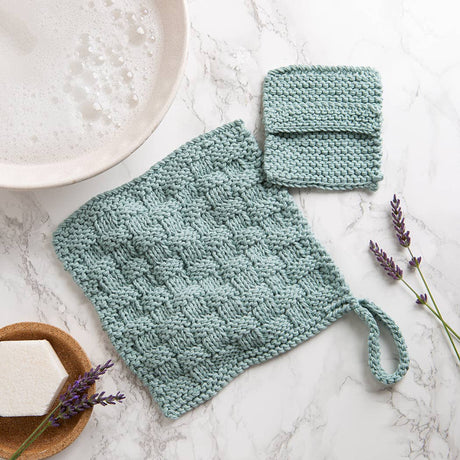 Kit de tricot débutant pour gant de toilette et tampon exfoliant