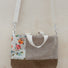 Floral - lin brun - canevas ciré caramel - canevas de lin naturel