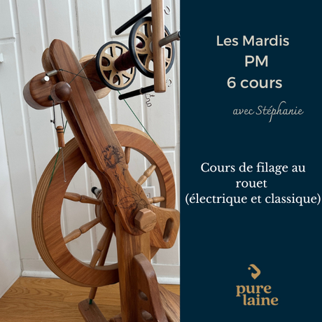 Cours de filage au rouet avec Stéphanie Gravel
