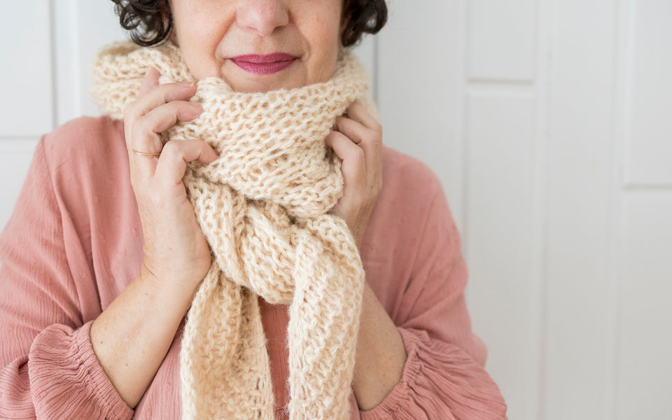 Kit de tricot - Châle Double-Doux en Nueva par Céline Desjardins