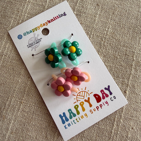 Flower-Shaped Knitting Needle Point Protectors by Happy Day Knitting
