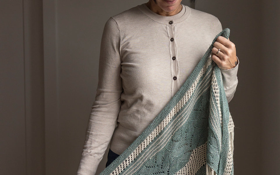 Kit de Tricot - Châle Bohemian Variation en Linum par Lucie Paquet