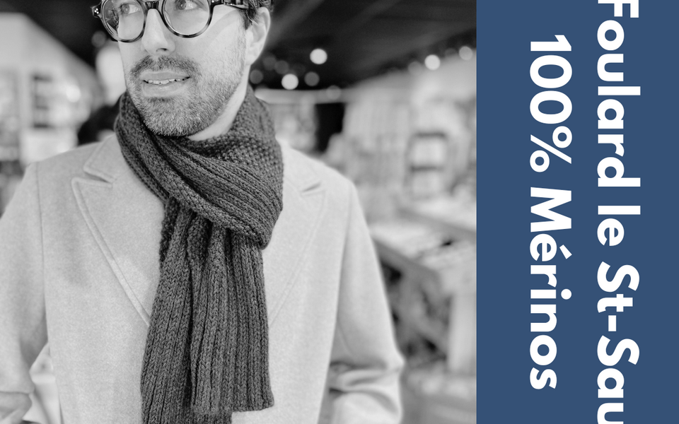 Kit de tricot - Foulard Le St-Sau 100% mérinos par Pure Laine