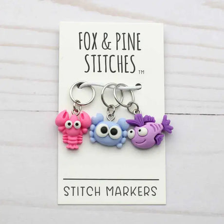 Marine Life stitch markers and progress keeper by Fox & Pine