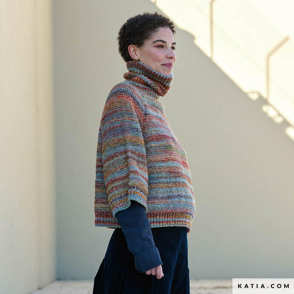  Turtleneck sweater Cotton-Merino Rainbow by Katia