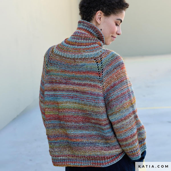 Turtleneck sweater Cotton-Merino Rainbow by Katia