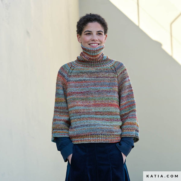  Turtleneck sweater Cotton-Merino Rainbow by Katia
