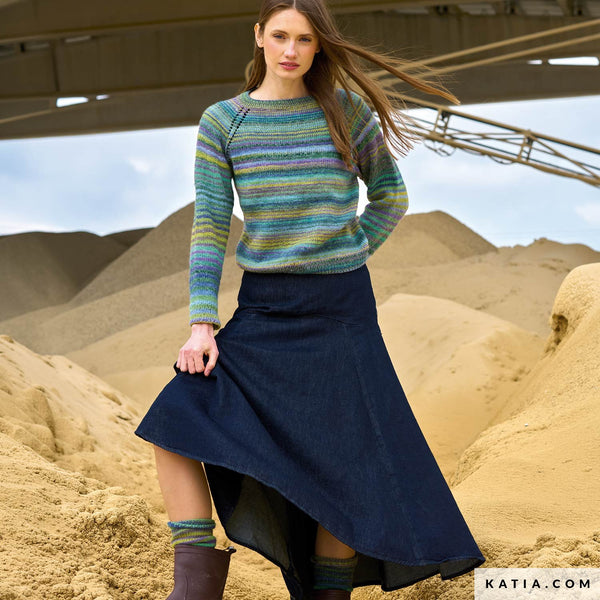 Kit de tricot - Pull top-down en Azteca Fine & Socks par Katia