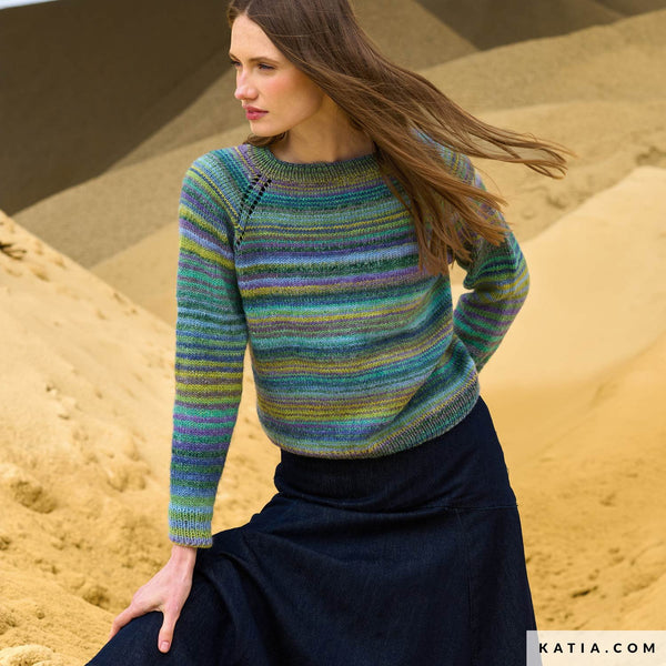Kit de tricot - Pull top-down en Azteca Fine & Socks par Katia