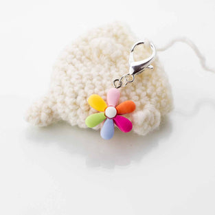 Rainbow Flower Crochet Stitch Marker by Twice Sheared Sheep