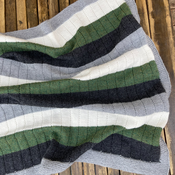 Knitting Kit - Striped Blanket 4-color by Pure Laine