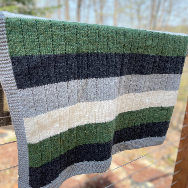 Knitting Kit - Striped Blanket 4-color by Pure Laine