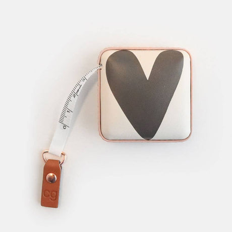 Square measuring tape, anthracite hearts