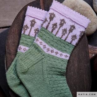 Au Jardin Jacquard Socks Knitting Kit by Marie-Christine Lévesque